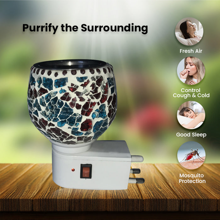 Camphor Vaporizer & Night Lamp (Premium) with Pure Camphor Tablets 50 gm - Model - Crack Light 2