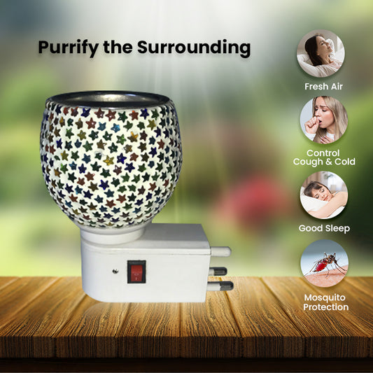 Camphor Vaporizer & Night Lamp (Premium) with Pure Camphor Tablets 50 gm - Model - Mini Stars