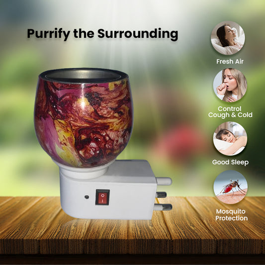 Camphor Vaporizer & Night Lamp  with Pure Camphor Tablets 50 gm - Model - Red Fire