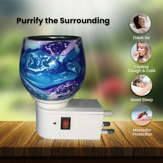 Camphor Vaporizer & Night Lamp  with Pure Camphor Tablets 50 gm - Model - Blue Waves