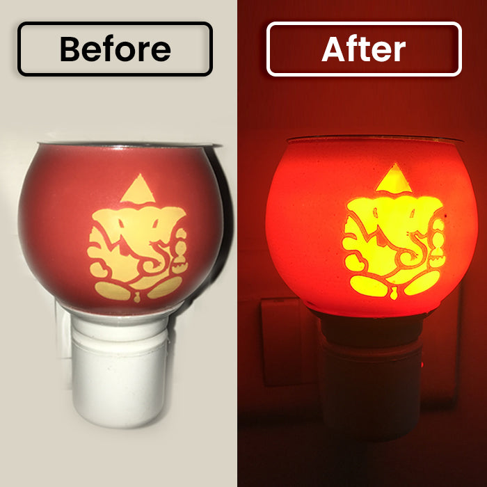 Shri Red Ganesh Partima Camphor Vaporizer & Night Lamp  with Pure Camphor Tablets 50 gm - Model - Red Ganesh