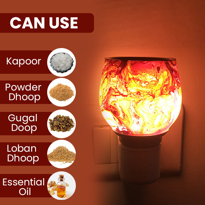 Camphor Vaporizer & Night Lamp  with Pure Camphor Tablets 50 gm - Model - Red Fire