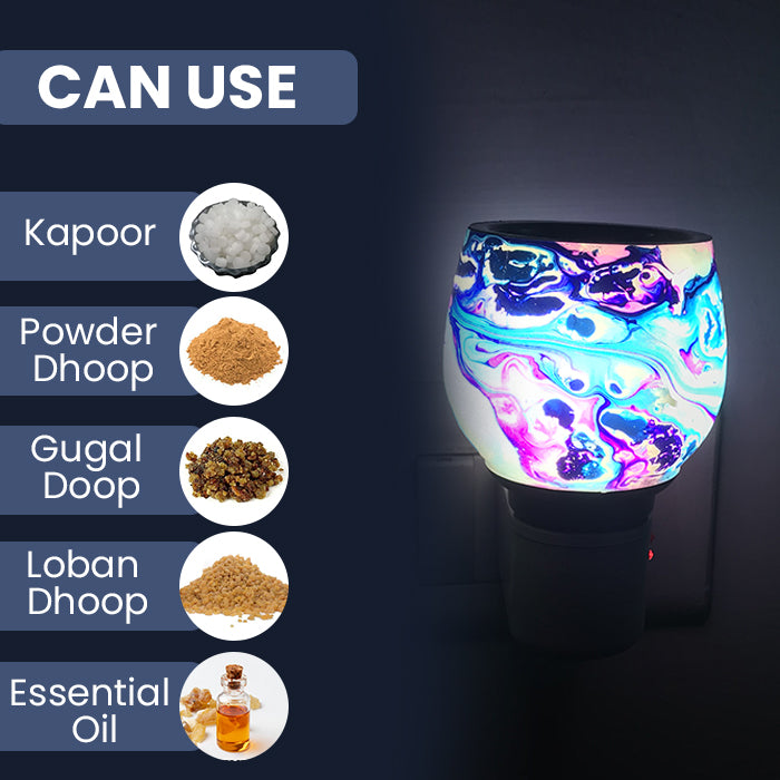 Camphor Vaporizer & Night Lamp  with Pure Camphor Tablets 50 gm - Model - Blue Waves