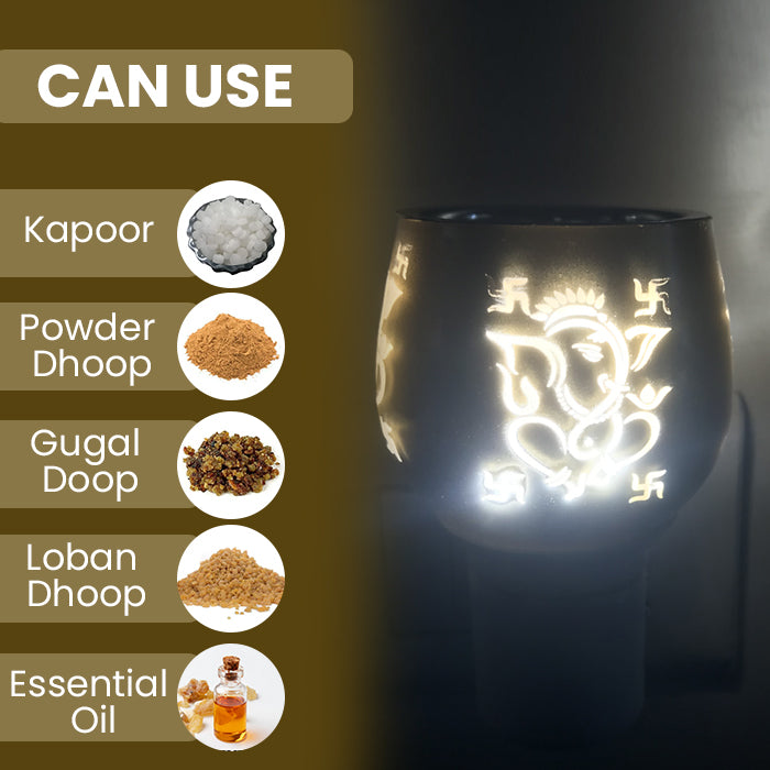 Shri Ganesh Partima Camphor Vaporizer & Night Lamp  with Pure Camphor Tablets 50 gm - Model - Shree Ganesh Gold